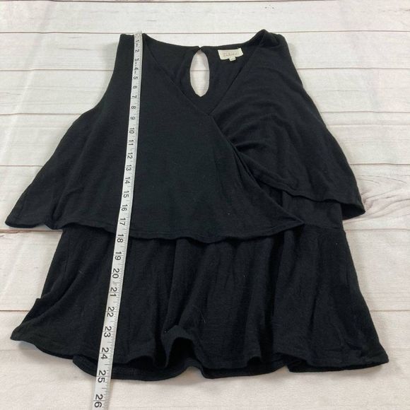 Anthropologie Deletta Black Sleeveless V-Neck Crossover Mini Wrap Blouse Medium - Picture 6 of 7